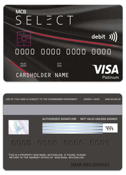 Seychelles MCB Bank visa debit platinum card